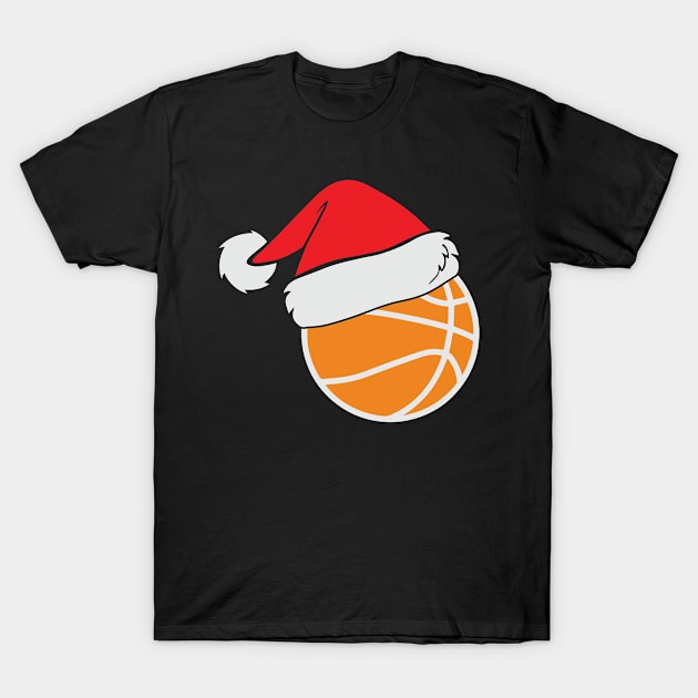 Basketball Ball Santa Christmas Hat Tshirt T-Shirt by ssflower